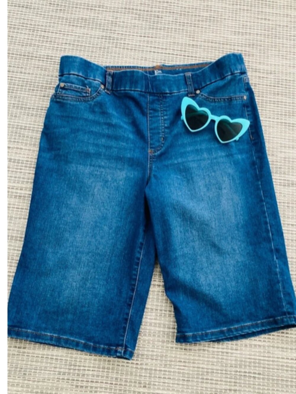 Kim Rogers Denim Tummy Contrl Bermuda Shorts 14